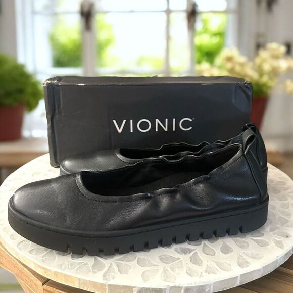 Vionic Uptown $130 Orthotic Leather Ballet Flats Women’s Size 8.5 EU 39 Slip-On - Picture 2 of 12